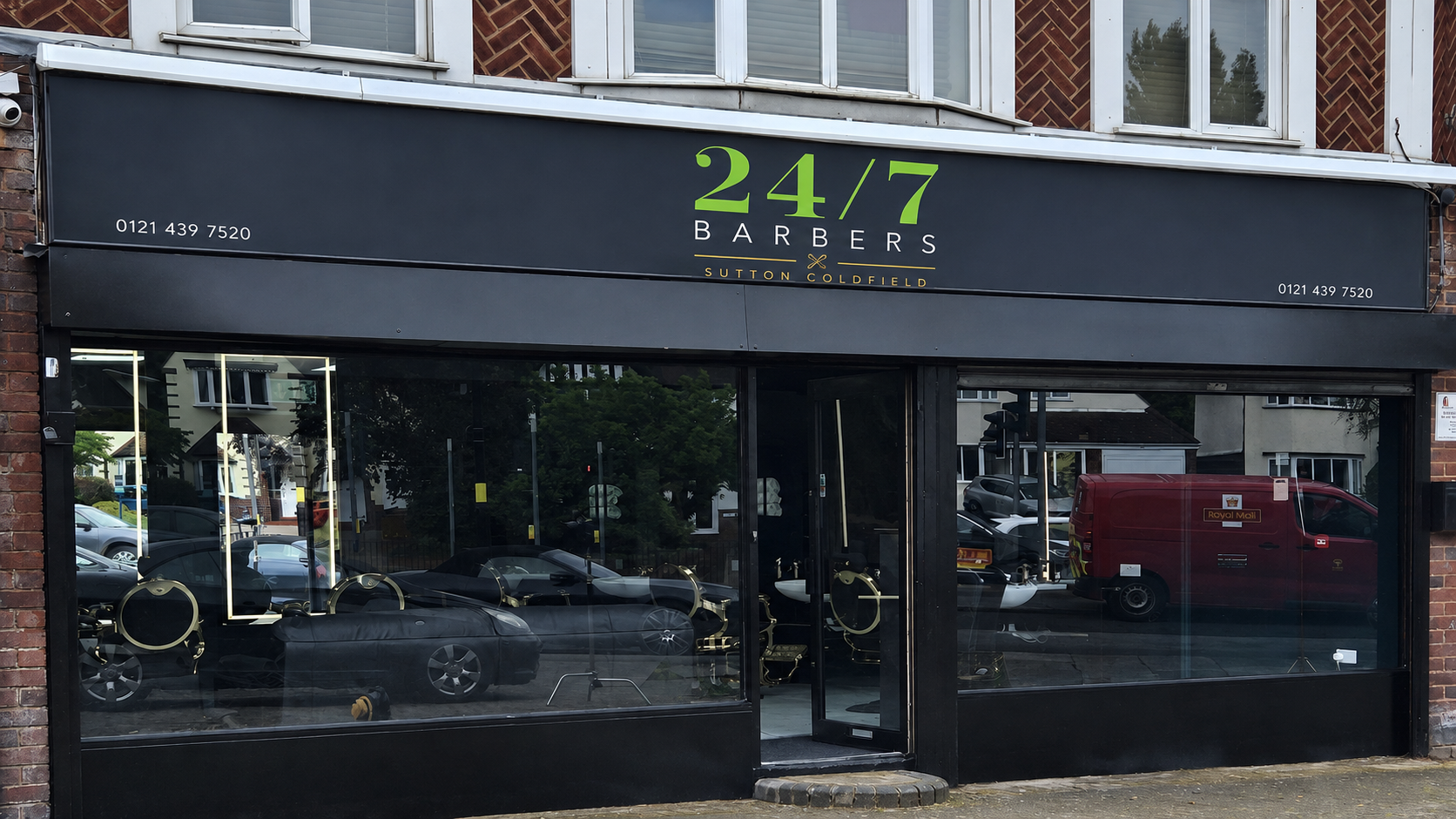 The 24/7 Barbers shopfront on Eachelhurst Road, Sutton Coldfield